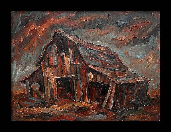 Weathered Barn In Expressionist Style