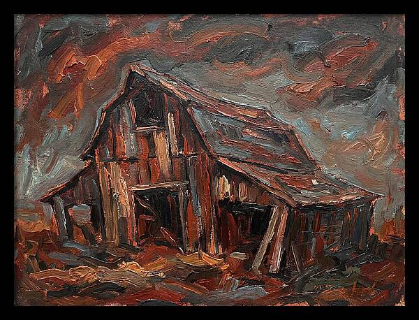 Weathered Barn In Expressionist Style