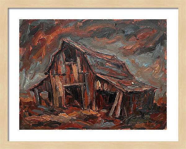 Weathered Barn In Expressionist Style