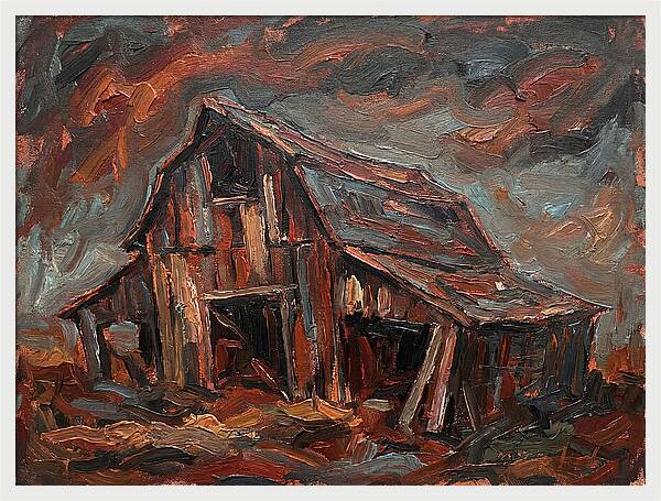 Weathered Barn In Expressionist Style