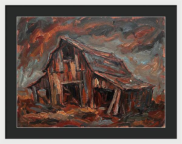Weathered Barn In Expressionist Style
