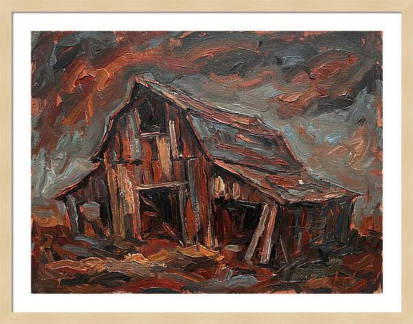 Weathered Barn In Expressionist Style