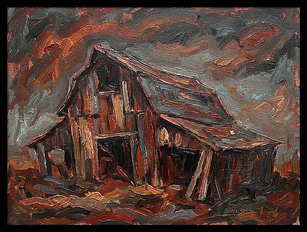 Weathered Barn In Expressionist Style