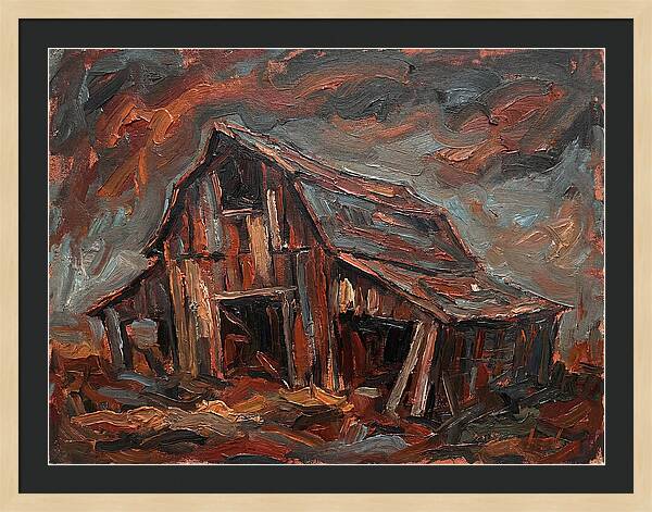 Weathered Barn In Expressionist Style