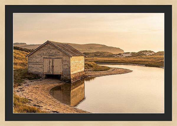 Weathered Boathouse Beside Inlet