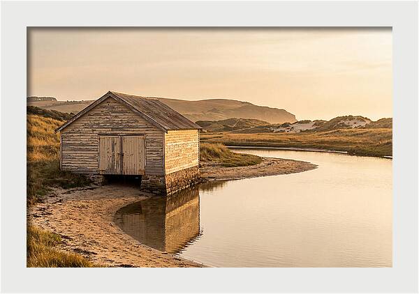 Weathered Boathouse Beside Inlet