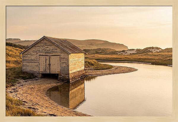 Weathered Boathouse Beside Inlet