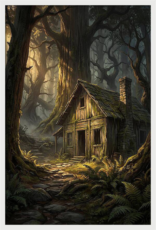 Weathered Cabin In The Woods