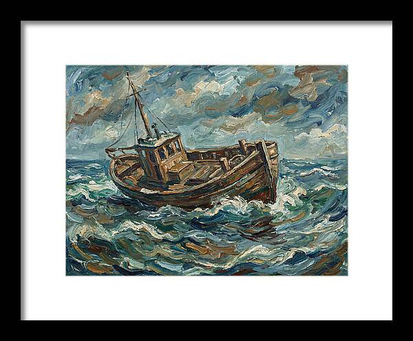 Weathered Fishing Boat At Sea