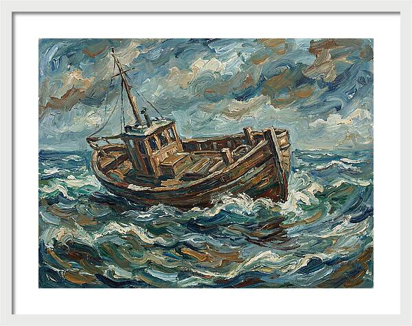 Weathered Fishing Boat At Sea