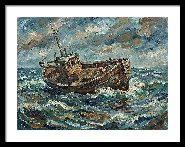 Weathered Fishing Boat At Sea
