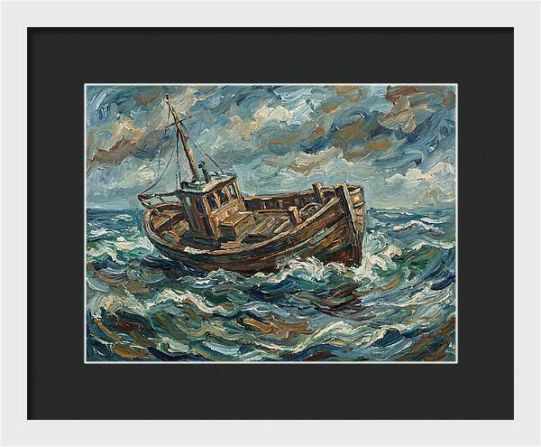 Weathered Fishing Boat At Sea