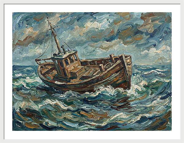 Weathered Fishing Boat At Sea