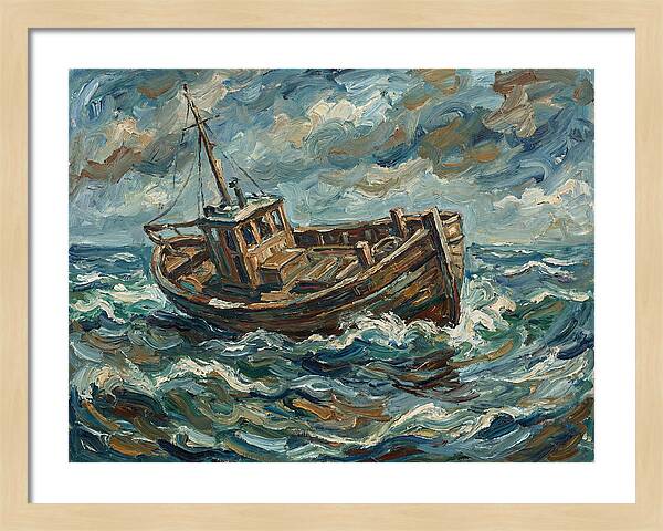 Weathered Fishing Boat At Sea