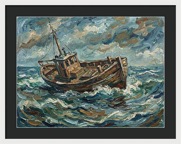 Weathered Fishing Boat At Sea