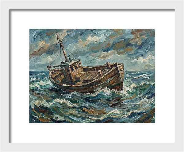 Weathered Fishing Boat At Sea