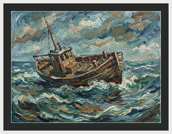 Weathered Fishing Boat At Sea