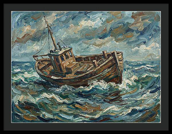 Weathered Fishing Boat At Sea