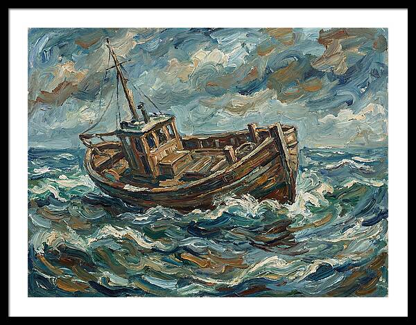 Weathered Fishing Boat At Sea