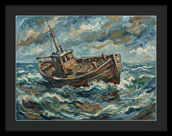 Weathered Fishing Boat At Sea
