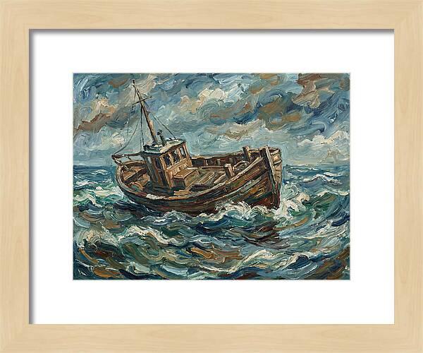Weathered Fishing Boat At Sea