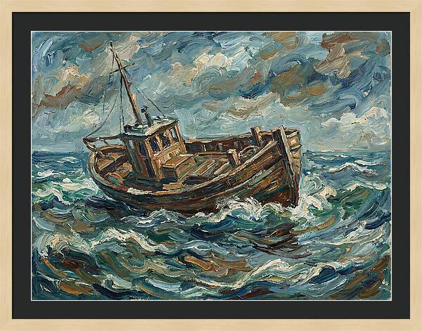 Weathered Fishing Boat At Sea