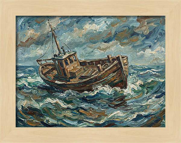Weathered Fishing Boat At Sea