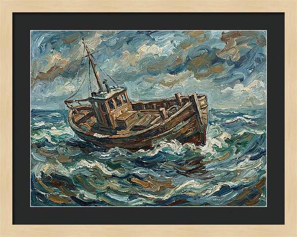 Weathered Fishing Boat At Sea