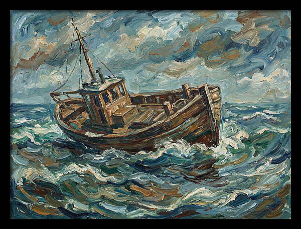 Weathered Fishing Boat At Sea