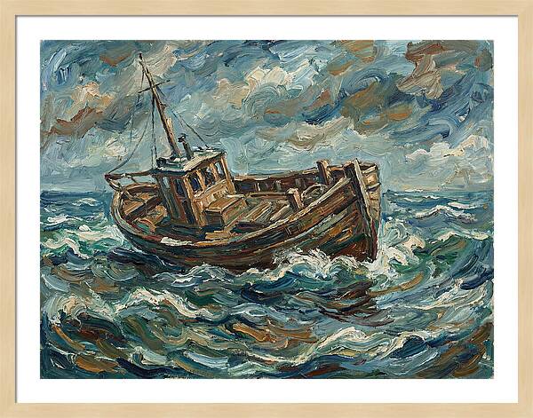 Weathered Fishing Boat At Sea