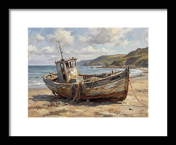 Weathered Fishing Boat By The Shore