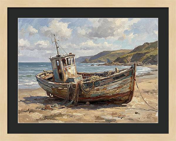 Weathered Fishing Boat By The Shore