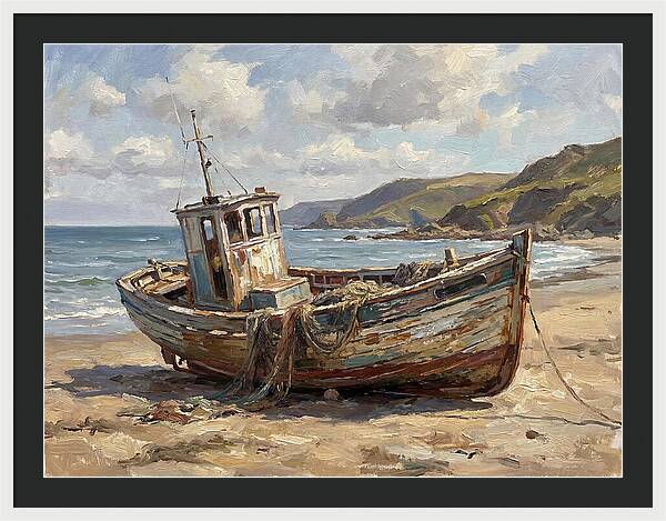 Weathered Fishing Boat By The Shore