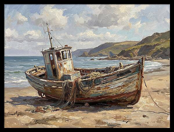 Weathered Fishing Boat By The Shore