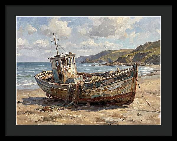 Weathered Fishing Boat By The Shore