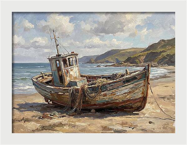 Weathered Fishing Boat By The Shore