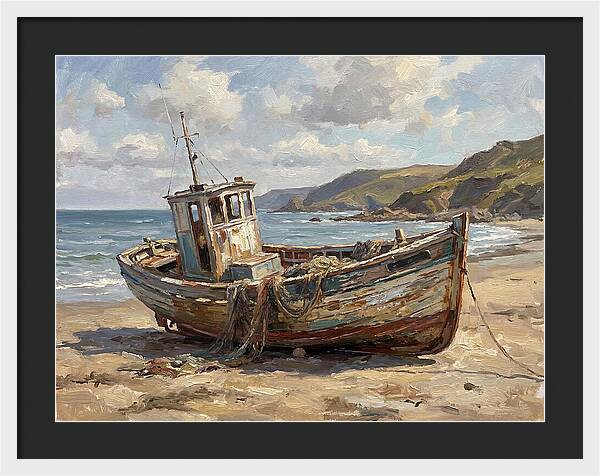 Weathered Fishing Boat By The Shore