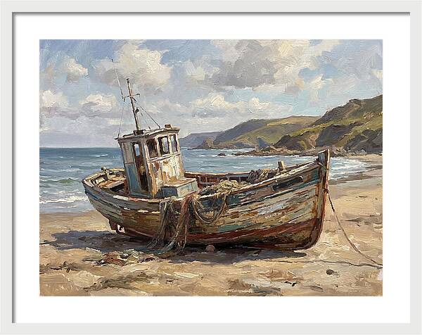 Weathered Fishing Boat By The Shore