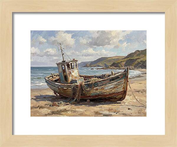 Weathered Fishing Boat By The Shore