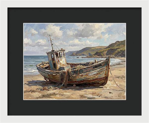 Weathered Fishing Boat By The Shore