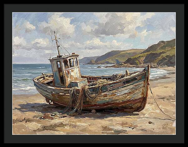 Weathered Fishing Boat By The Shore