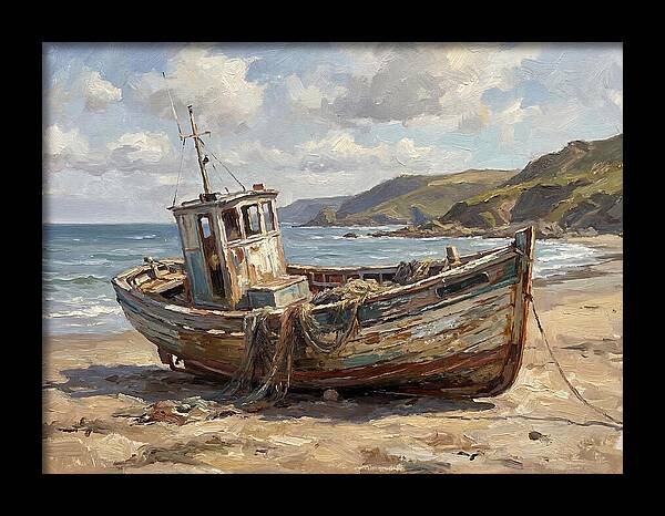 Weathered Fishing Boat By The Shore