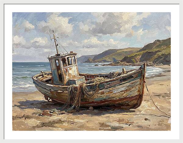 Weathered Fishing Boat By The Shore