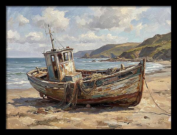 Weathered Fishing Boat By The Shore