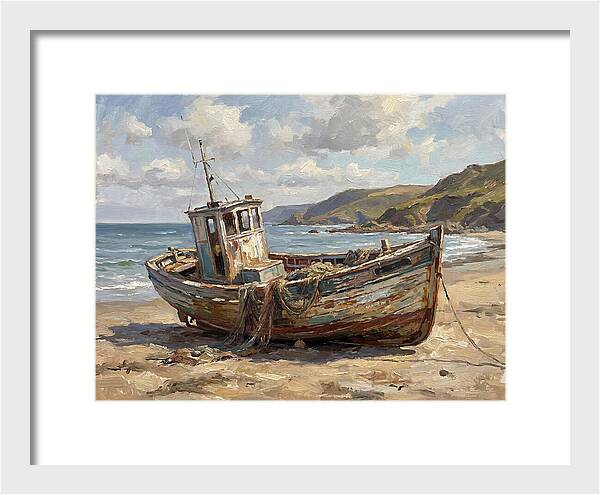 Weathered Fishing Boat By The Shore
