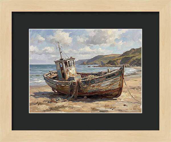 Weathered Fishing Boat By The Shore