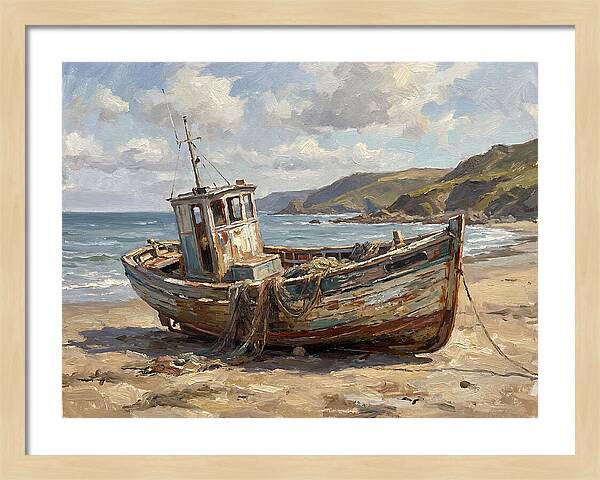 Weathered Fishing Boat By The Shore