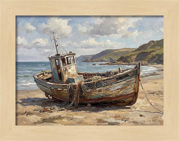 Weathered Fishing Boat By The Shore