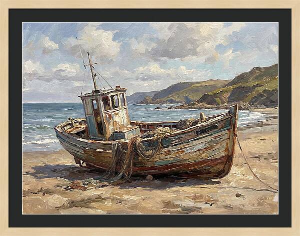 Weathered Fishing Boat By The Shore