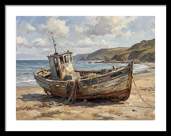Weathered Fishing Boat By The Shore